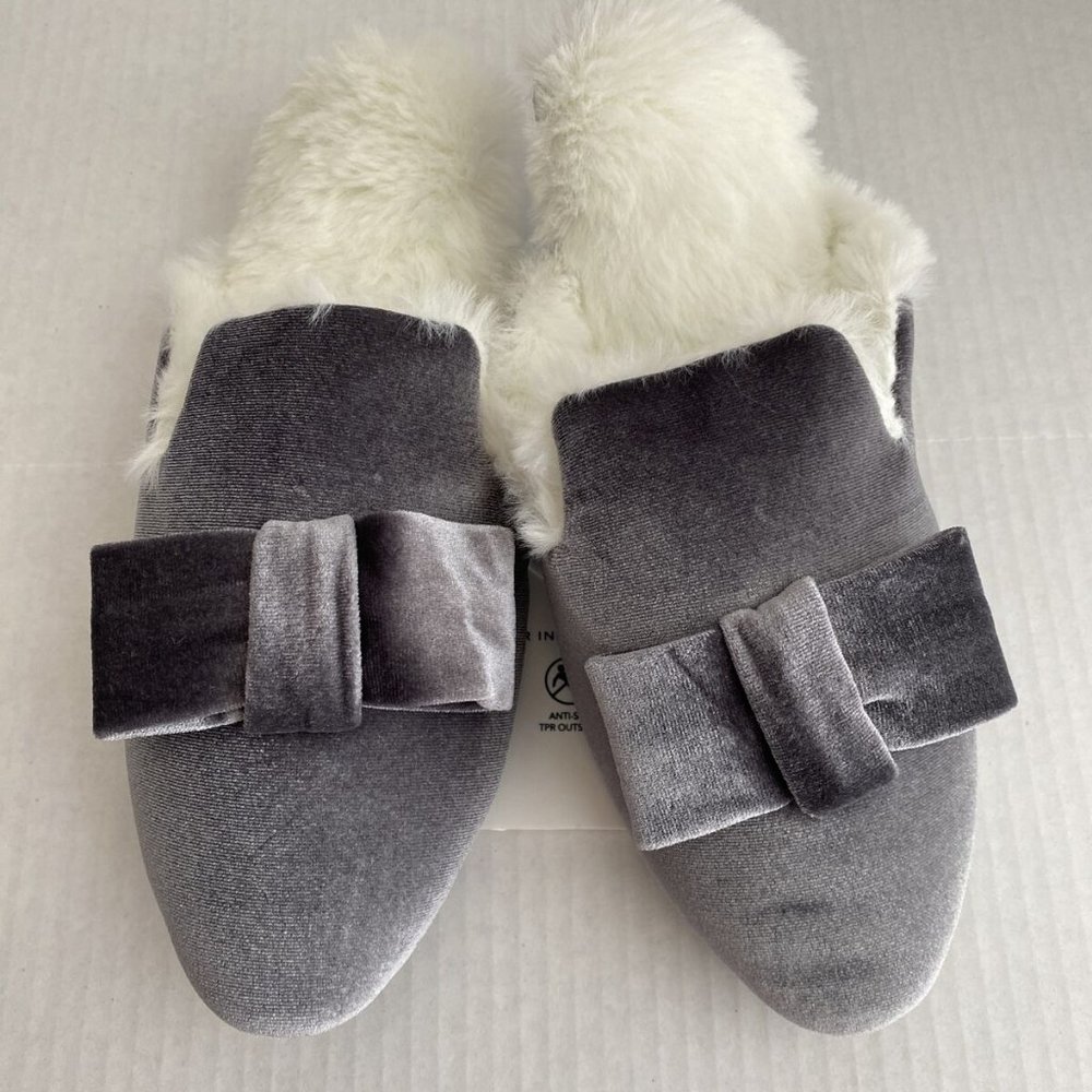 Charter Club Memory Foam Velvet Faux Fur Slippers